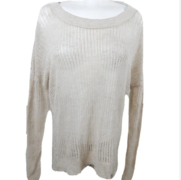 Eileen Fisher Sheer Beige Open Knit Sweater - Picture 1 of 3